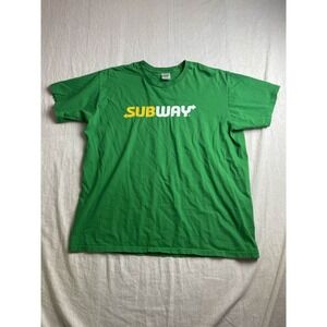 Subway T-Shirt Employee Staff Uniform Green Men's XL Restaurant Promo Graphic